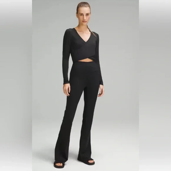 Wrap-Front Ribbed Long Sleeve Top - Picture 2 of 9